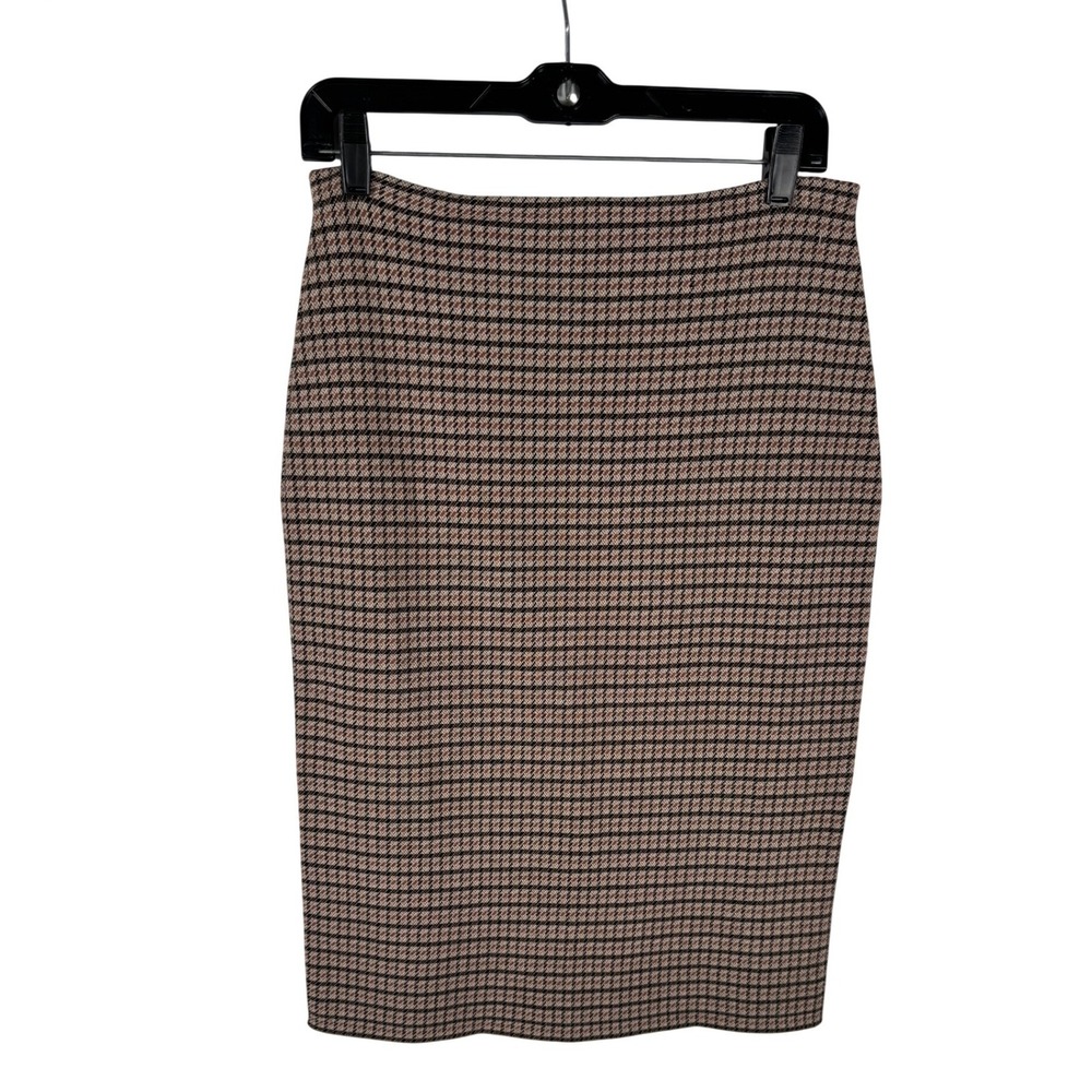 Theory Houndstooth Pencil Skirt in Black and Tan